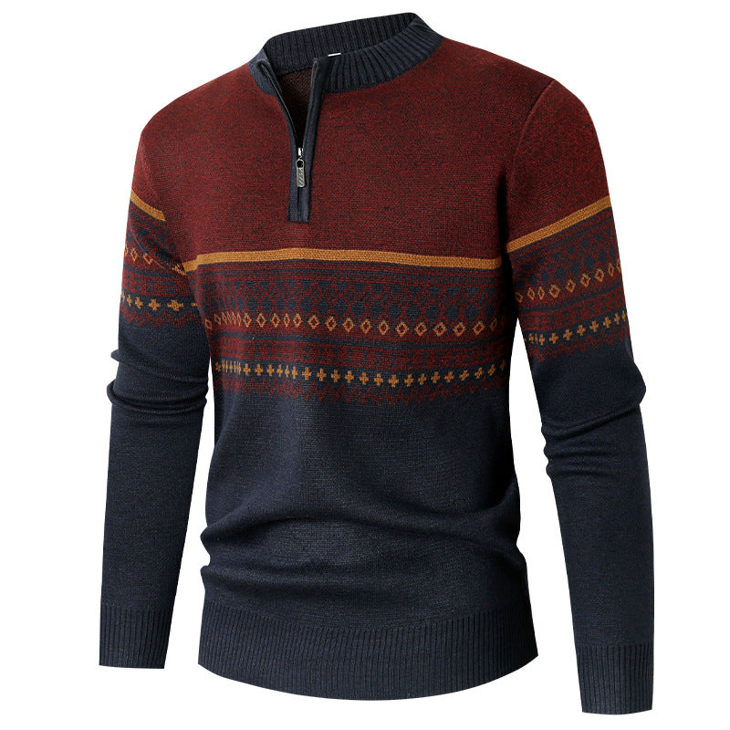 Herren Pullover mit modernem Reißverschluss und geometrischem Muster Echoarchiv