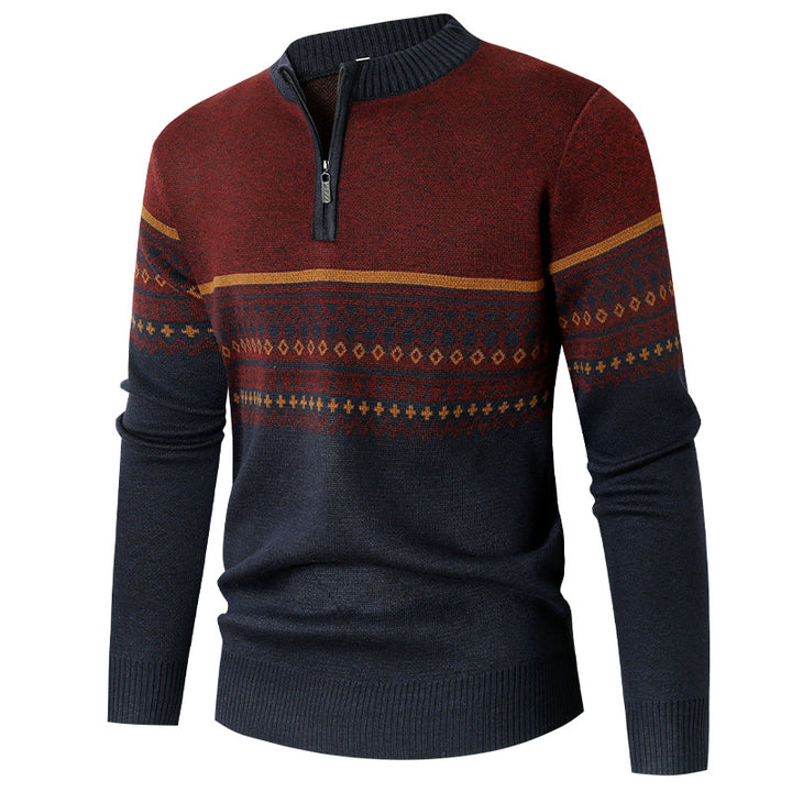 Herren Pullover mit modernem Reißverschluss und geometrischem Muster Echoarchiv