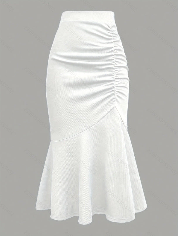 Damen eleganter Midirock mit asymmetrischem Schnitt und Raffung Echo Archiv