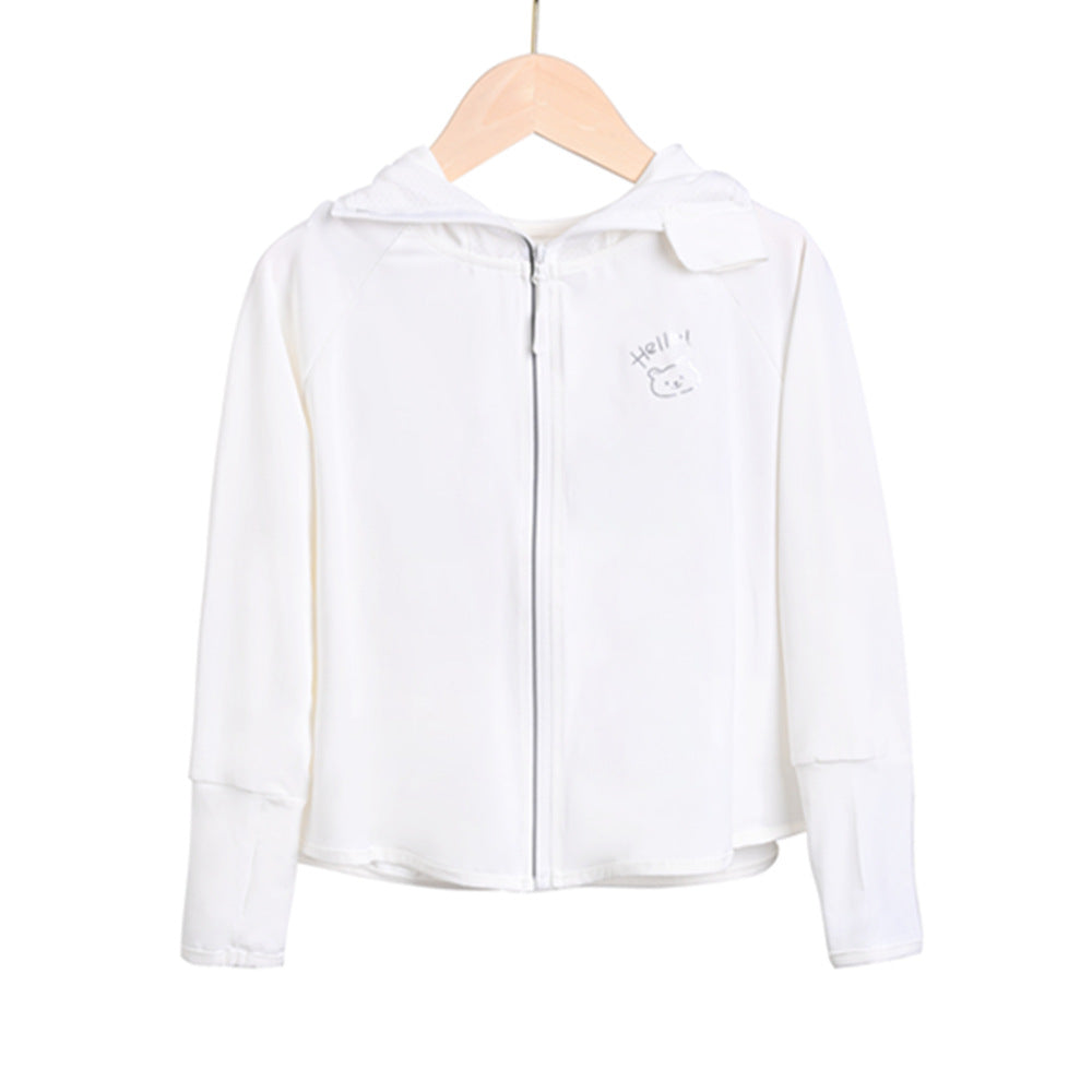 Damen leichte Sportjacke mit Kapuze und dezentem Motiv Echo Archiv