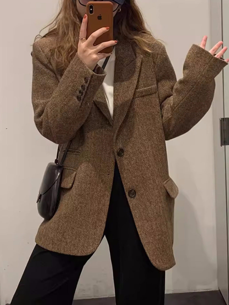 Damen Modischer Tweedblazer Echoarchiv