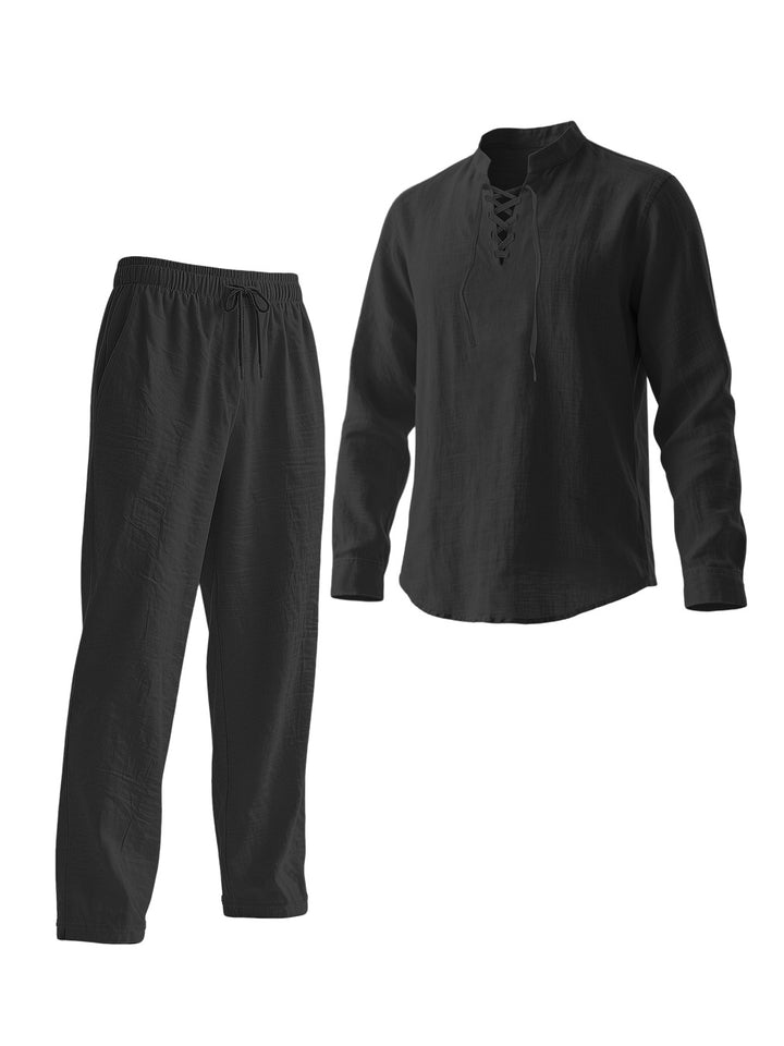 Herren Elegantes Freizeit-Set mit atmungsaktivem Oberteil und bequemen Hosen Echoarchiv