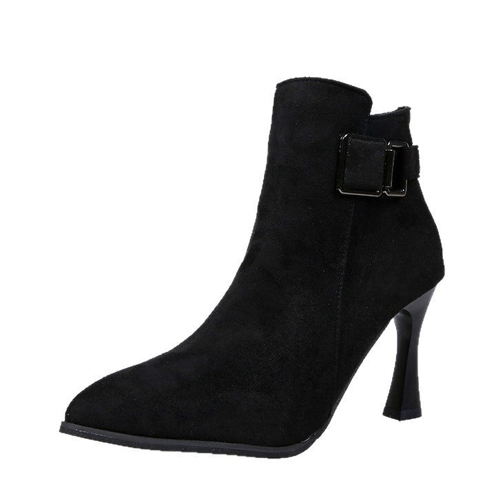 Damen Elegante Ankle Boots mit Hohem Absatz und Schnallen-Detail Echo Archiv