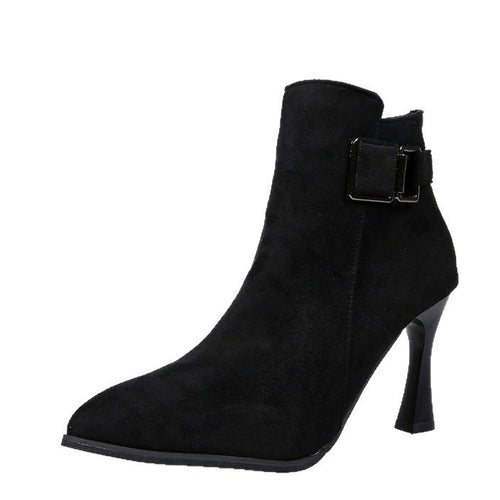 Damen Elegante Ankle Boots mit Hohem Absatz und Schnallen-Detail Echo Archiv