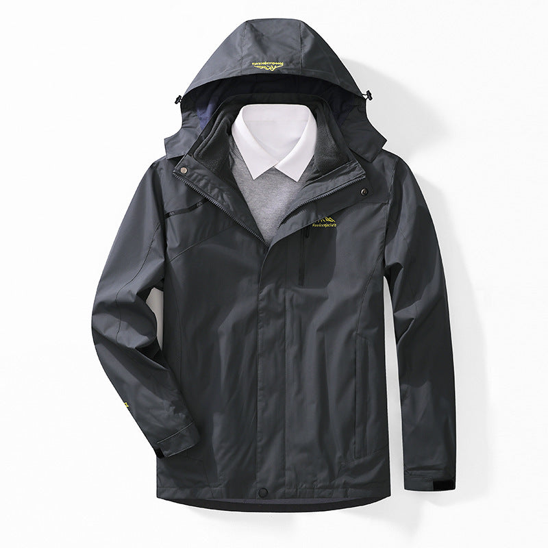 Herren zweilagige wasserdichte Outdoorjacke mit Fleecekragen und Kapuze Echo Archiv
