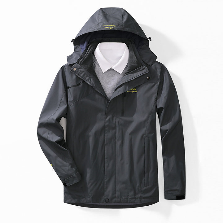 Herren zweilagige wasserdichte Outdoorjacke mit Fleecekragen und Kapuze Echo Archiv