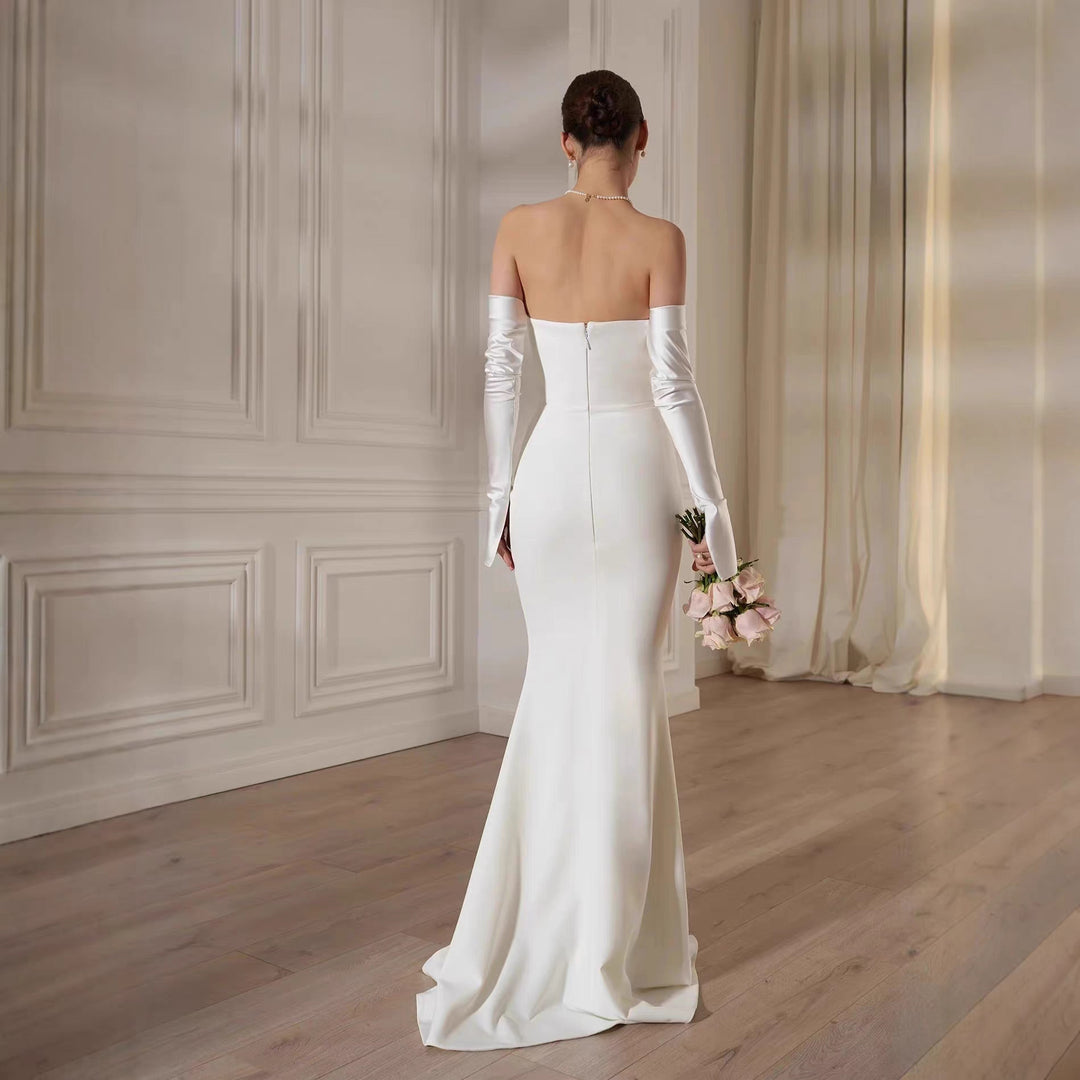 Damen Elegantes Meerjungfrau-Kleid mit schulterfreiem Design und langen Ärmeln Echo Archiv