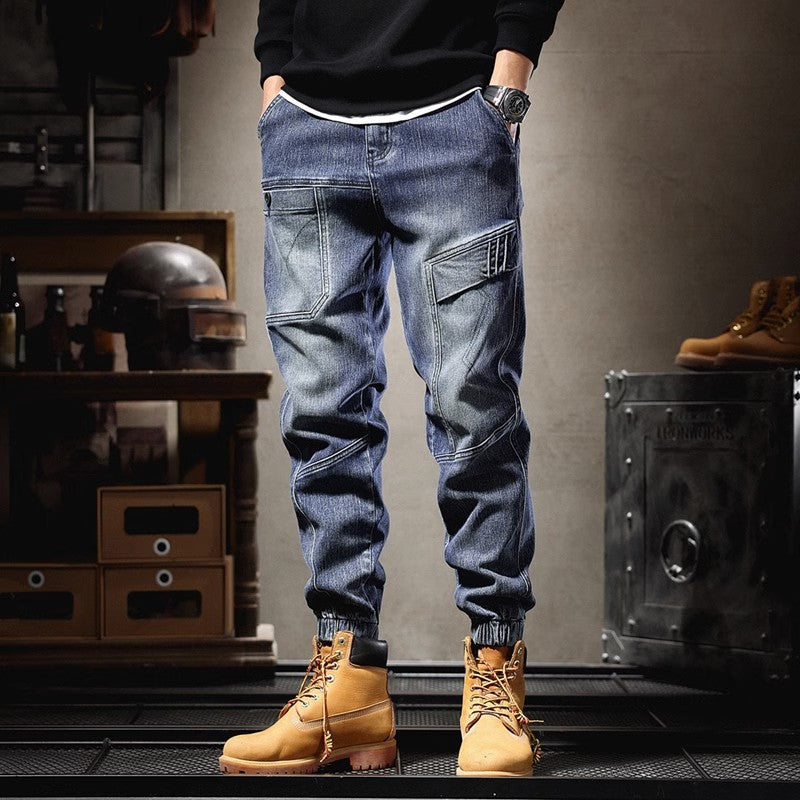 Herren Cargo-Jeans im urbanen Design mit multifunktionalen Taschen und elastischem Bund Echoarchiv