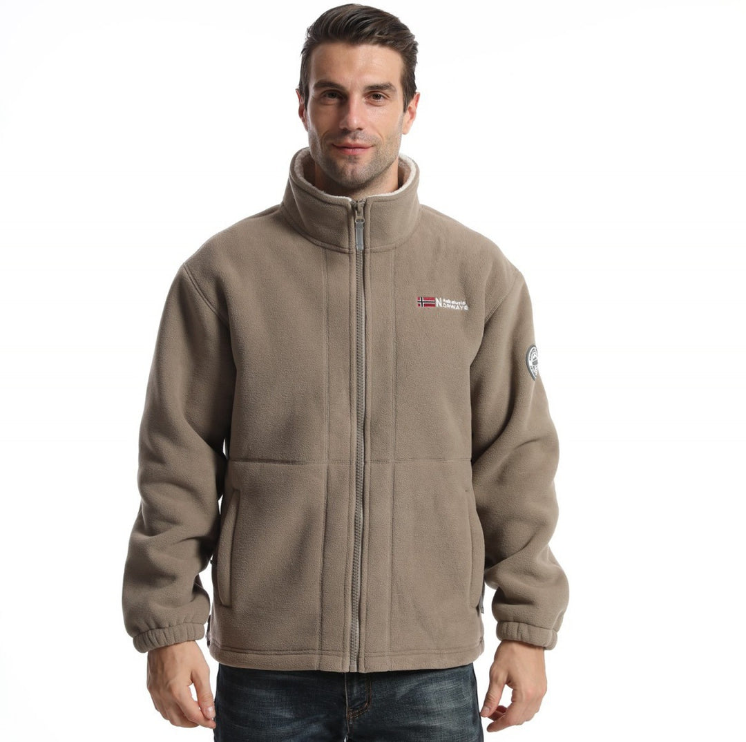Herren nan Fleecejacke mit Stehkragen, durchgehendem Reißverschluss, zwei Eingrifftaschen und elastischen Bündchen Echo Archiv