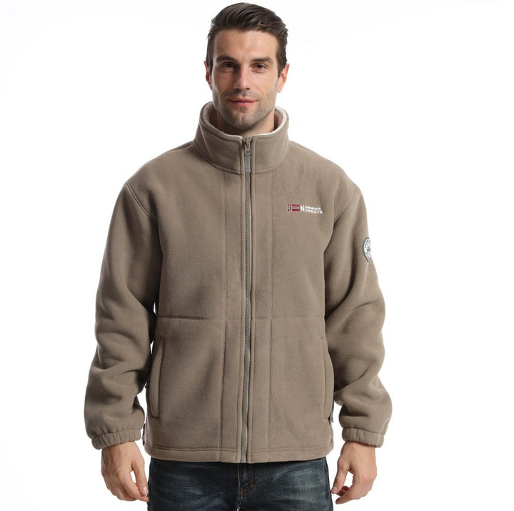 Herren nan Fleecejacke mit Stehkragen, durchgehendem Reißverschluss, zwei Eingrifftaschen und elastischen Bündchen Echo Archiv