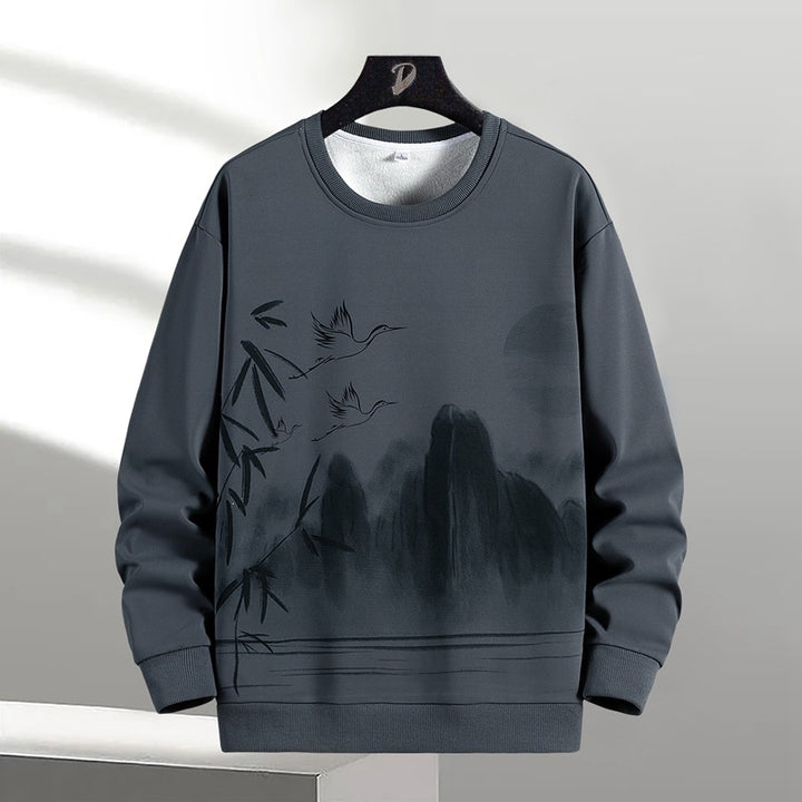 Unisex Oversize‑Sweatshirt mit Pinsel‑Print & geripptem Saum Echoarchiv