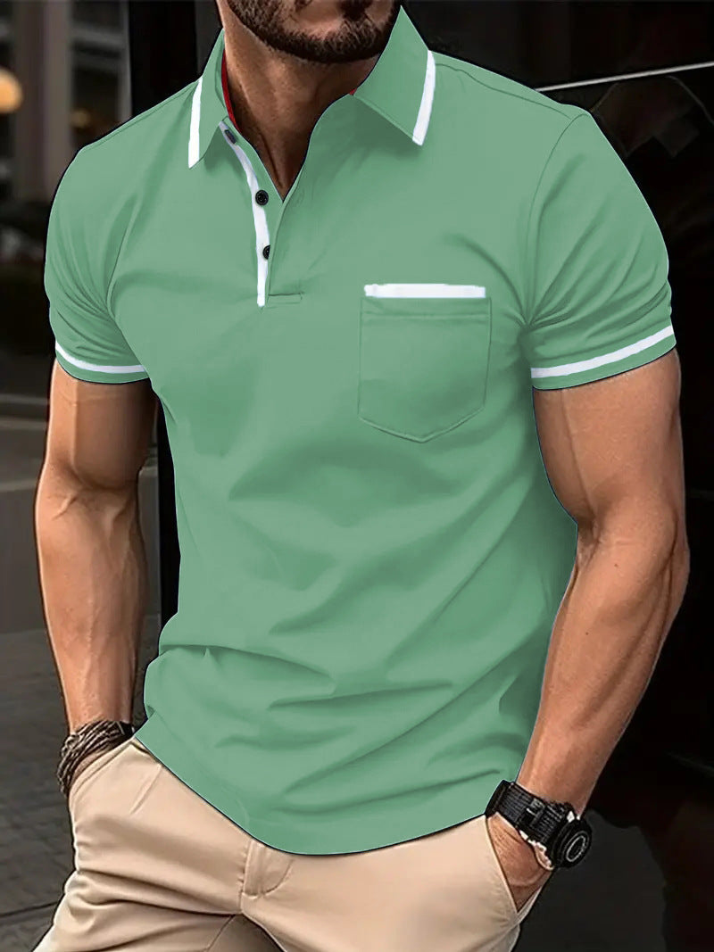 Herren Poloshirt mit kontrastierenden Details und praktischer Brusttasche Echoarchiv