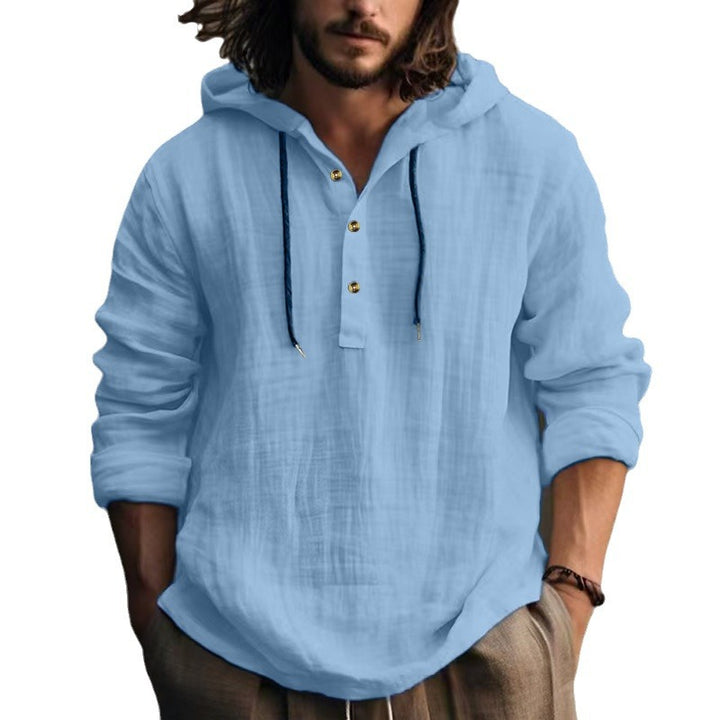 Herren lässiger Kapuzenpullover mit Knopfleiste und komfortablem Schnitt Echoarchiv