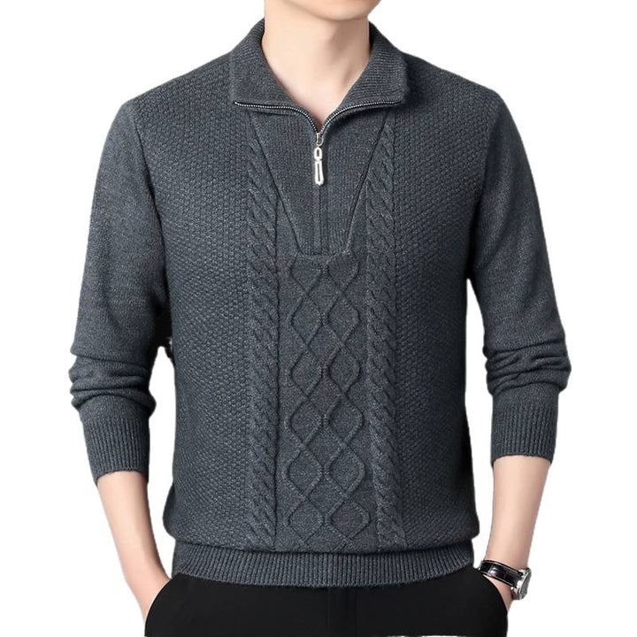 Herren Strickpullover mit hohem Kragen und Zipper Echoarchiv