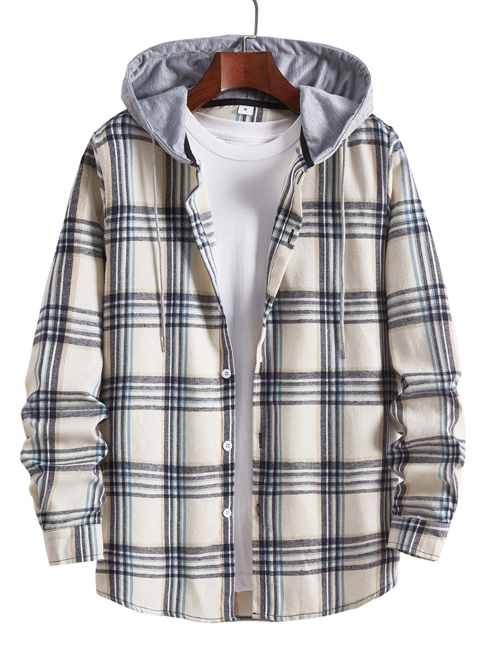 Herren Übergangsbluse mit Kapuze und kariertem Design Echoarchiv