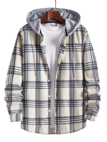 Herren Übergangsbluse mit Kapuze und kariertem Design Echoarchiv
