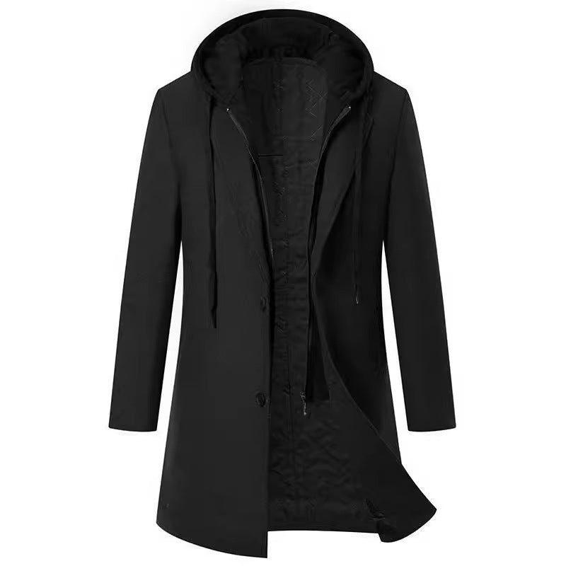 Damen eleganter Mantel mit abnehmbarer Kapuze und Fleece-Futter Echoarchiv