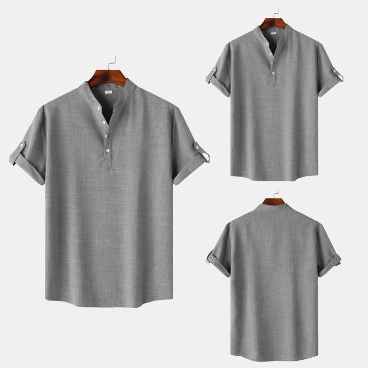 Herren Kurzarmhemd mit modernem Henley-Ausschnitt und entspannter Passform Echoarchiv