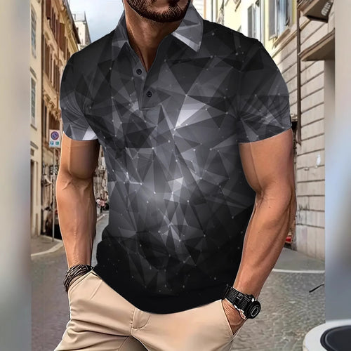 Herren Poloshirt mit modernem 3D-Grafikdesign Echoarchiv