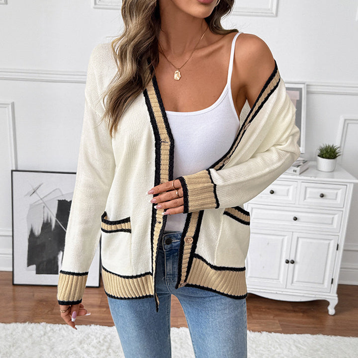 Damen Modischer Strickcardigan mit Kontrastdetails Echo Archiv