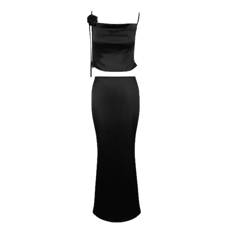 Damen elegantes zweites Etui-Kleid mit Rüschen und Trägern Echo Archiv
