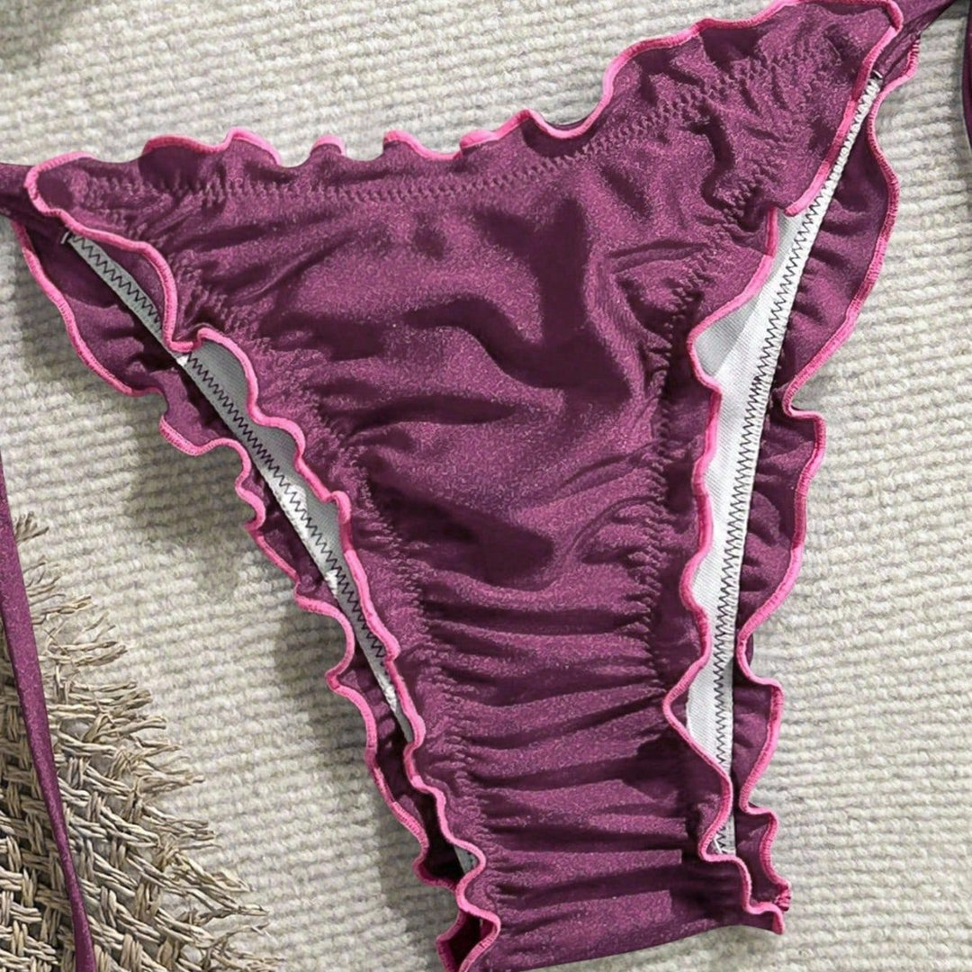 Damen Triangel-Bikini mit Rüschendesign und verstellbaren Trägern Echo Archiv