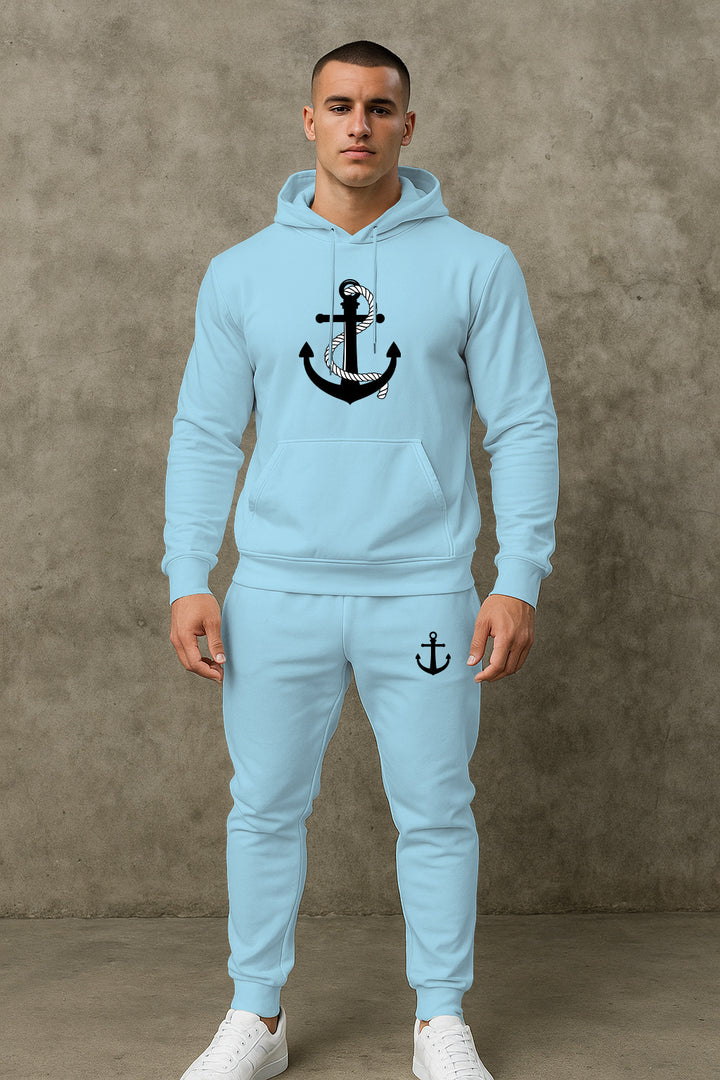 Herren Hoodie- und Jogginghose-Set mit maritimem Ankerdesign Echoarchiv