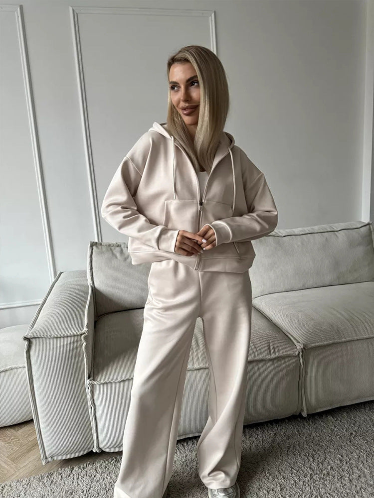 Damen nan weite Highwaist-Loungehose aus Sweatstoff mit Kordelzug und Eingrifftaschen Echo Archiv