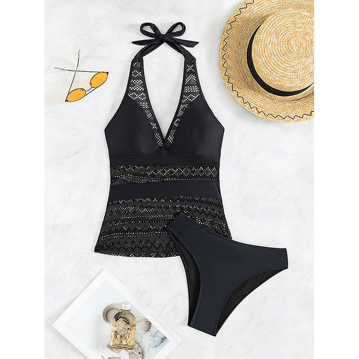 Damen Eleganter Badeanzug mit verziertem Spitzen-Überwurf Echo Archiv