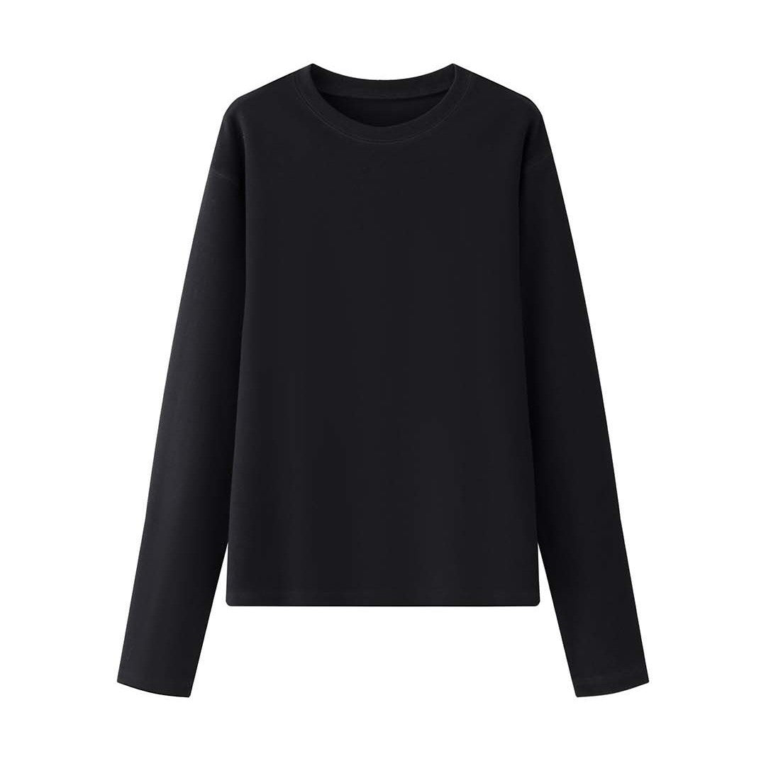 Damen Casual-Boxy Sweatshirt aus schwerem Baumwolljersey mit cleanem Rundhals Echoarchiv