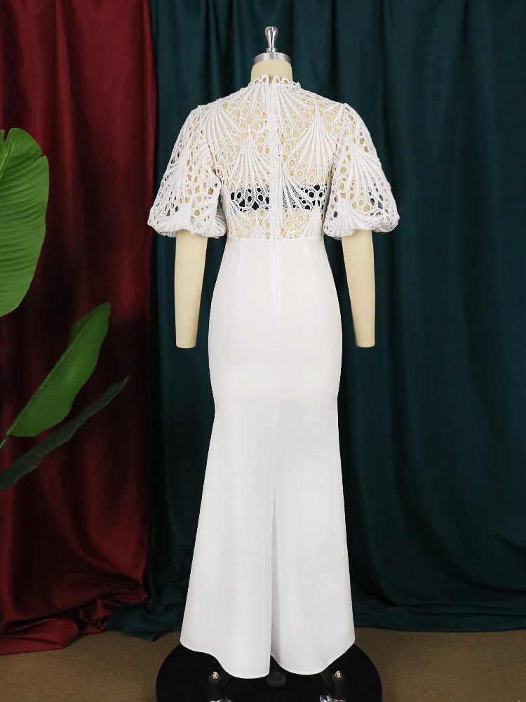 Damen Elegantes Maxikleid mit Spitzenoberteil und voluminösen Ärmeln Echo Archiv