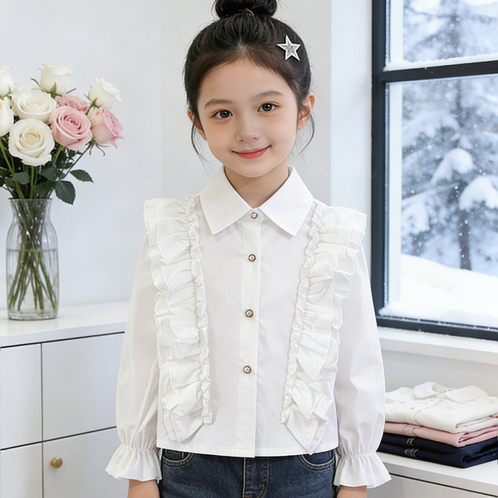 Mädchen Bluse mit Rüschendetails und Knopfverschluss Echo Archiv