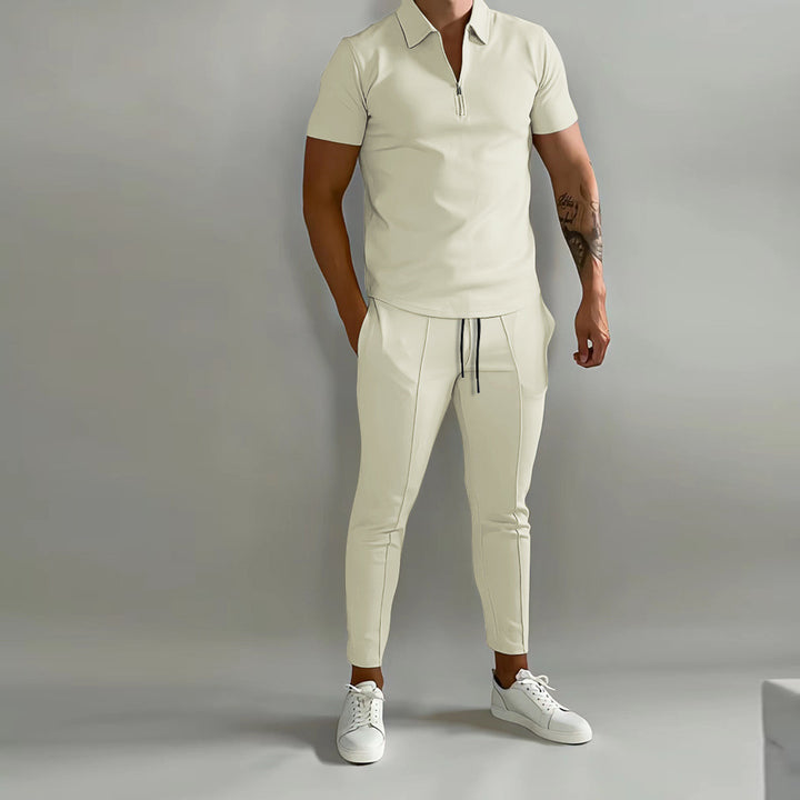 Herren sportliches Kurzarm-Polohemd mit Reißverschluss und eleganter Passform Echoarchiv