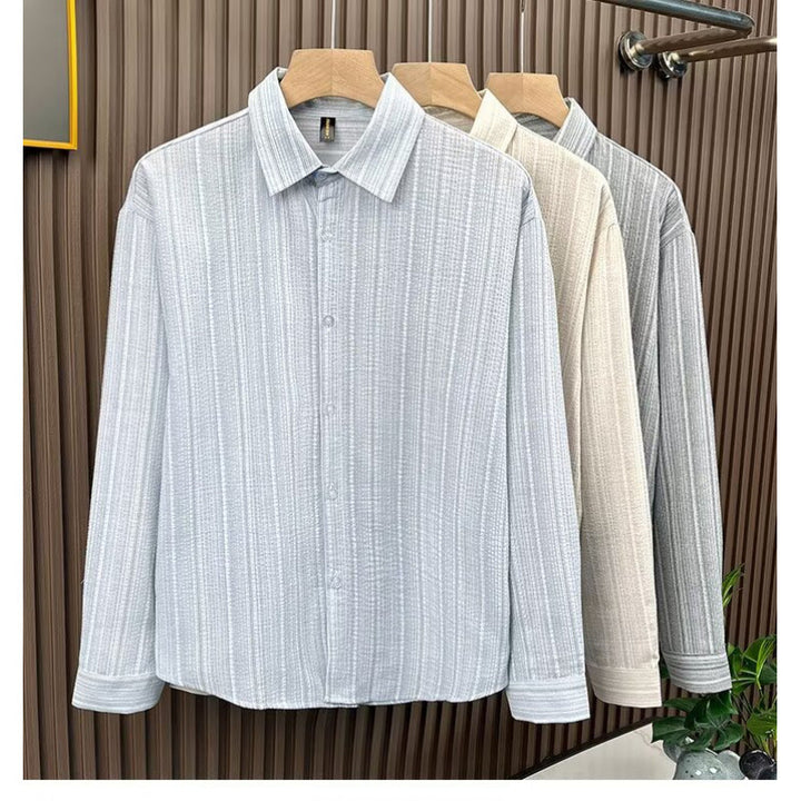 Herren Elegant gestreiftes Langarmhemd Echo Archiv