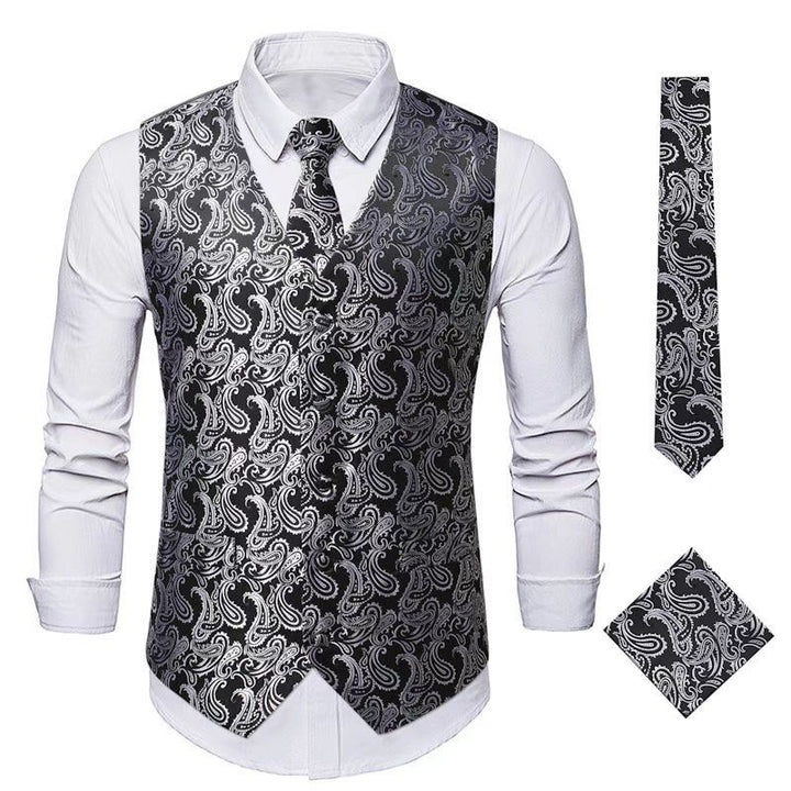 Herren nan Paisley Satin Anzugweste Set mit Krawatte und Einstecktuch Echo Archiv