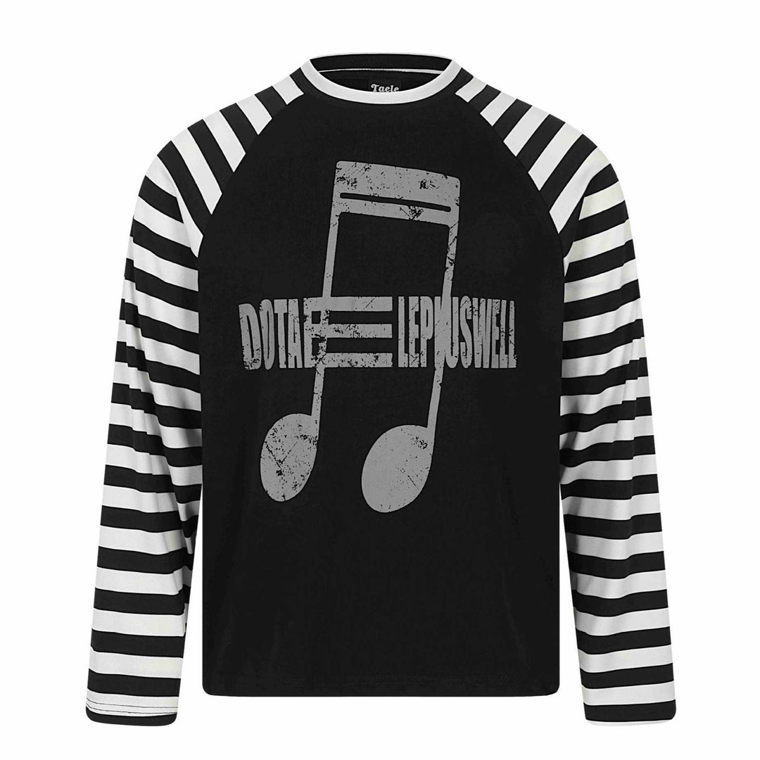 Unisex Langärmliges Raglan-Longsleeve mit Musik‑Print und gestreiften Ärmeln Echoarchiv