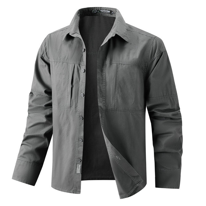 Herren nan leichtes Outdoor-Hemdjacke mit zwei vertikalen Brust-Reißverschlusstaschen und verstärkten Schulterpassen Echo Archiv
