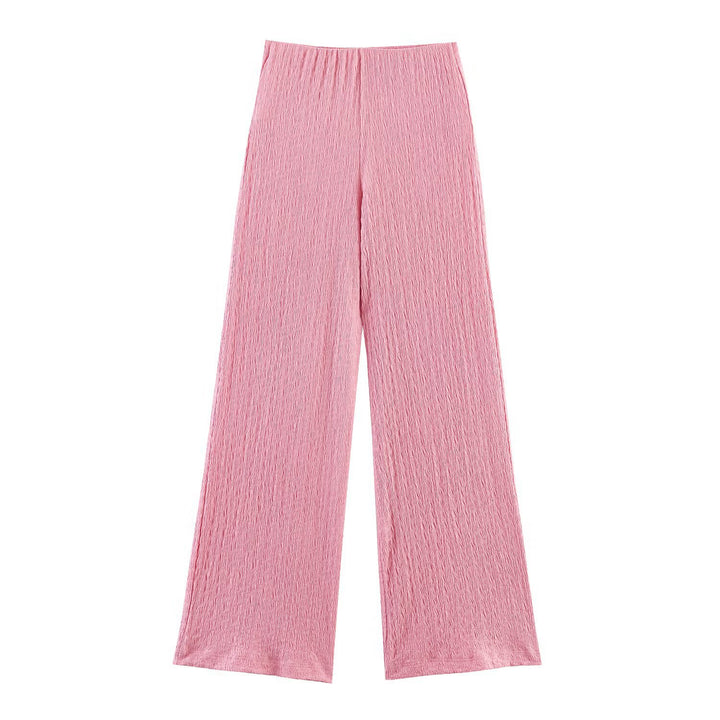 Damen Zweiteiliges Feinstrick-Set mit Kurzarm-Polokragen-Top und High‑Waist Weitbein‑Hose Echo Archiv