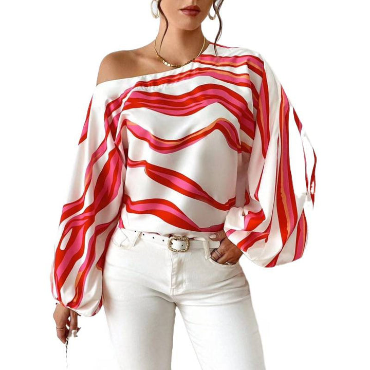 Damen Off-Shoulder Bluse mit kunstvollem Muster und voluminösen Ärmeln Echo Archiv