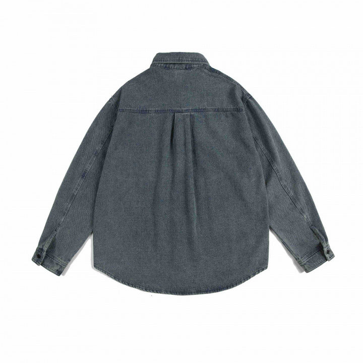 Unisex Kastenförmiges Denim-Overshirt mit Brusttasche und Stonewashed-Optik Echo Archiv