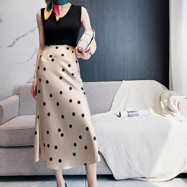 Damen Eleganter Maxirock mit Polka-Dots Echoarchiv