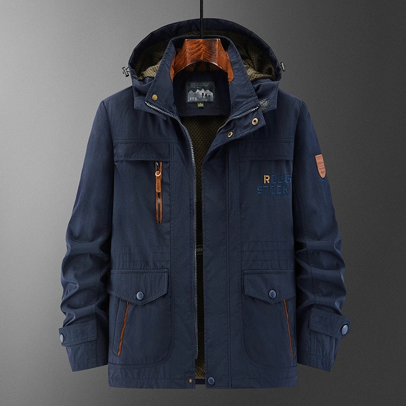 Herren Wetterfeste Utility-Fieldjacke mit Kapuze, Mesh-Futter und Multifunktions-Taschen Echo Archiv