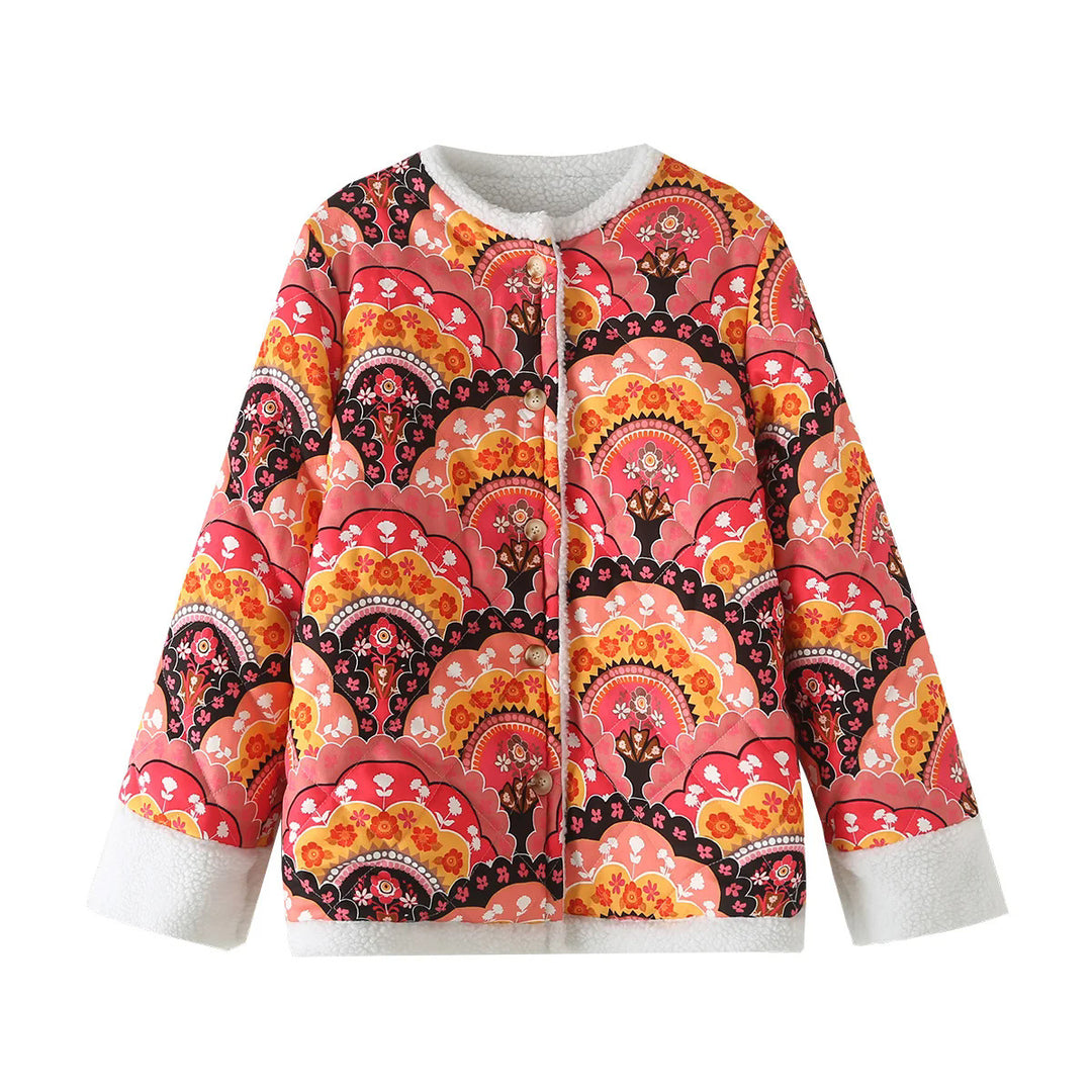 Damen nan gesteppte Kurzjacke mit Teddyfutter, Rundhals und Knopfverschluss Echo Archiv