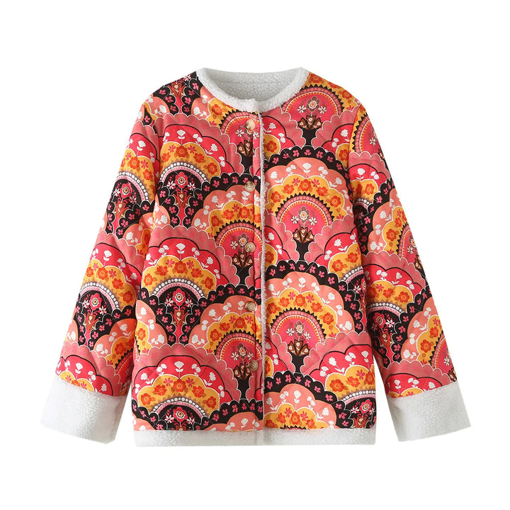 Damen nan gesteppte Kurzjacke mit Teddyfutter, Rundhals und Knopfverschluss Echo Archiv