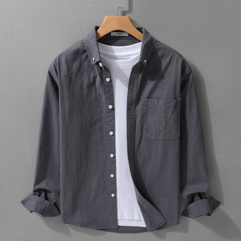 Herren Leichtes Baumwoll-Overshirt im Hemdjacken-Stil mit Brusttasche und Button-Down-Kragen Echoarchiv