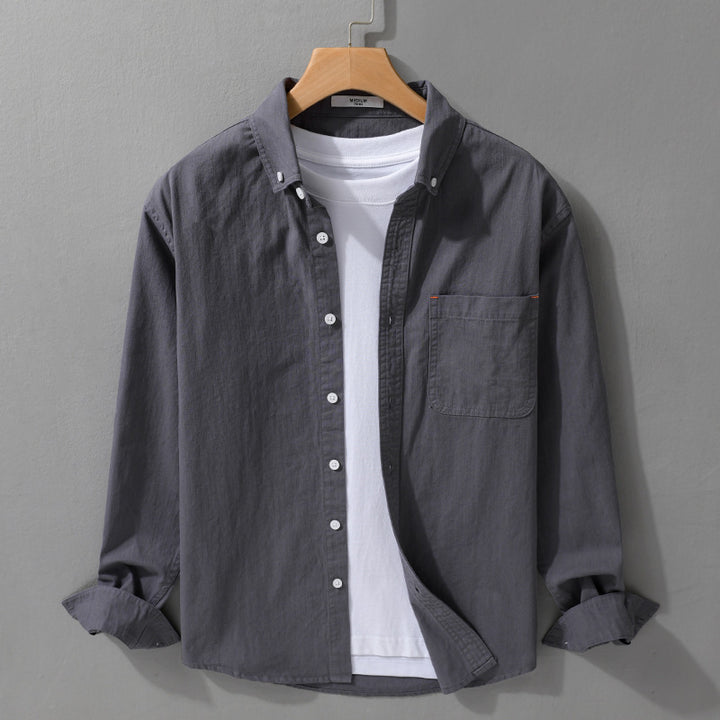 Herren Leichtes Baumwoll-Overshirt im Hemdjacken-Stil mit Brusttasche und Button-Down-Kragen Echoarchiv