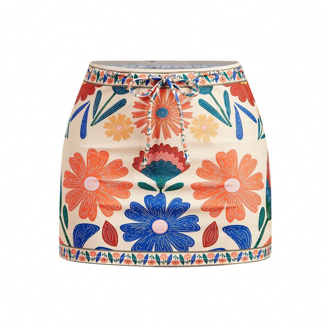 Damen Badeanzug mit floralem Design und abnehmbarem Rock Echo Archiv