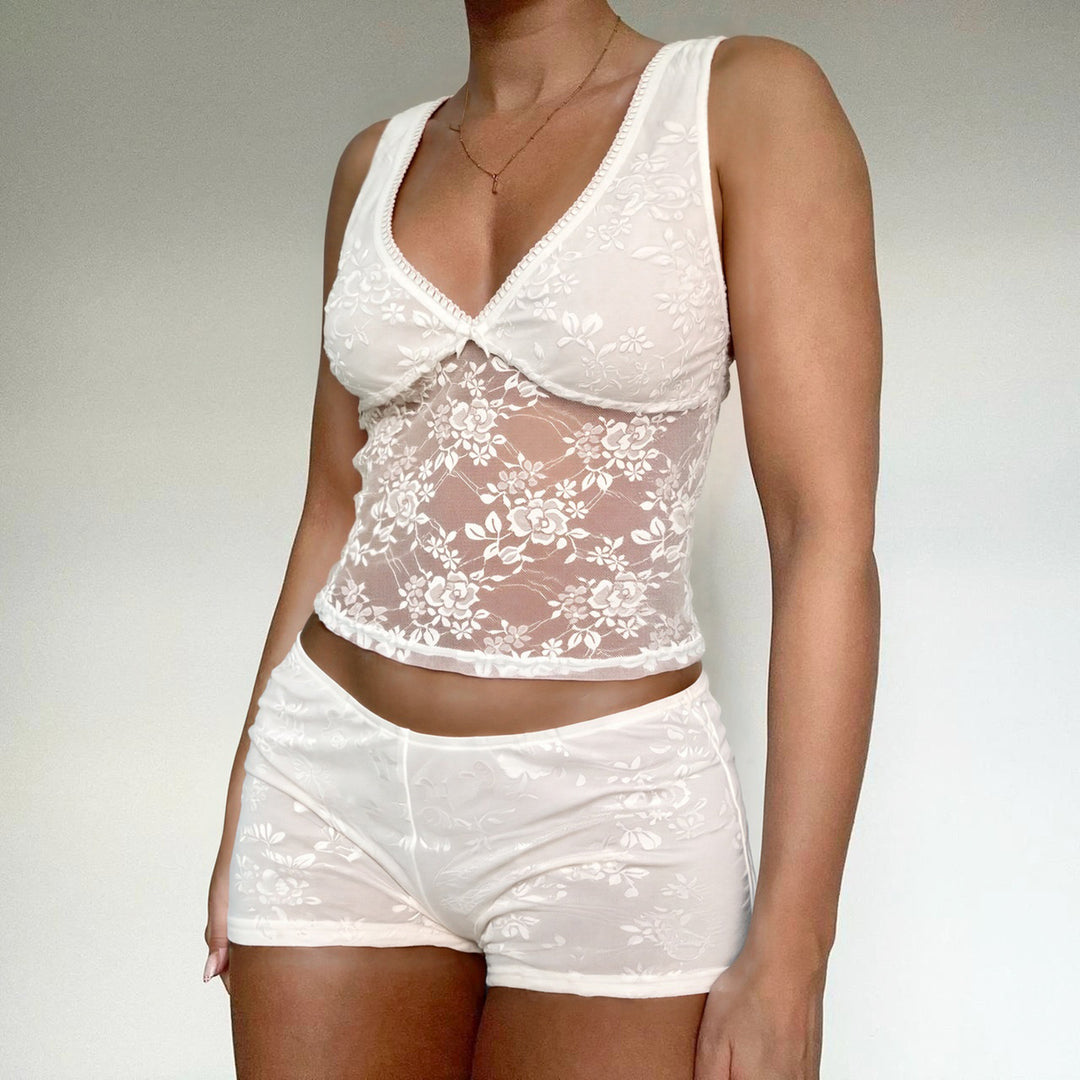 Damen Schlafanzug-Set aus Spitze mit zarten Details Echo Archiv