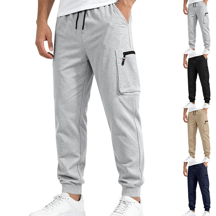 Herren Multifunktionale Slim-Jogginghose mit Cargo-Tasche, Elastischem Tunnelzug und Rippbündchen Echoarchiv