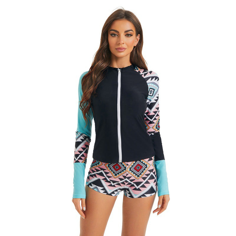 Damen Rashguard-Oberteil mit sportlichem Design und grafischem Print Echo Archiv